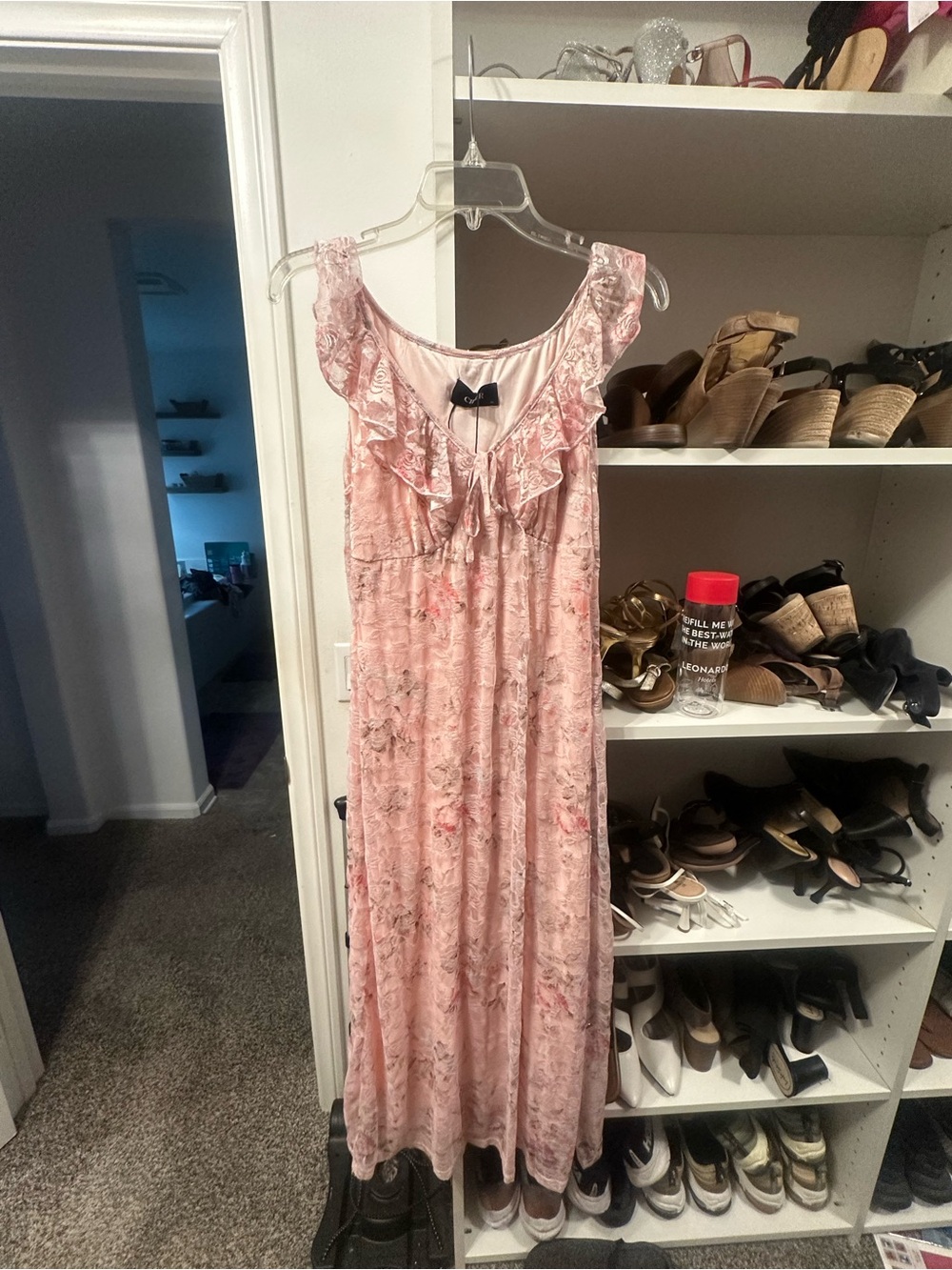 Cider Pink Floral Ruffle Maxi Dress